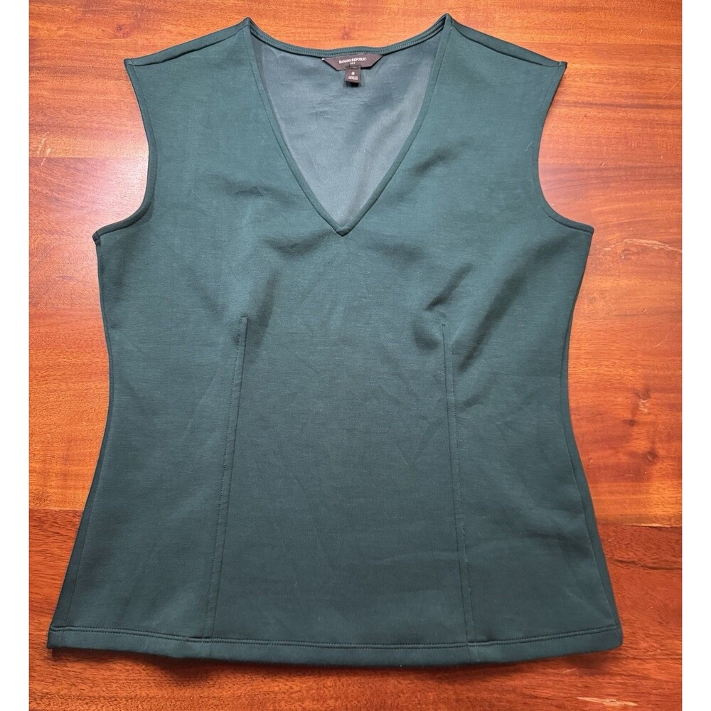 Banana Republic Soft Touch Scuba V-Neck Top Tank Green Forest Dweller Sz S Small